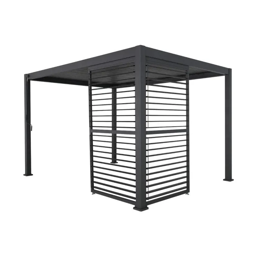 1.33m Aluminium Side Wall With Adjustable Louvres for 4m Titan Pergola - Grey