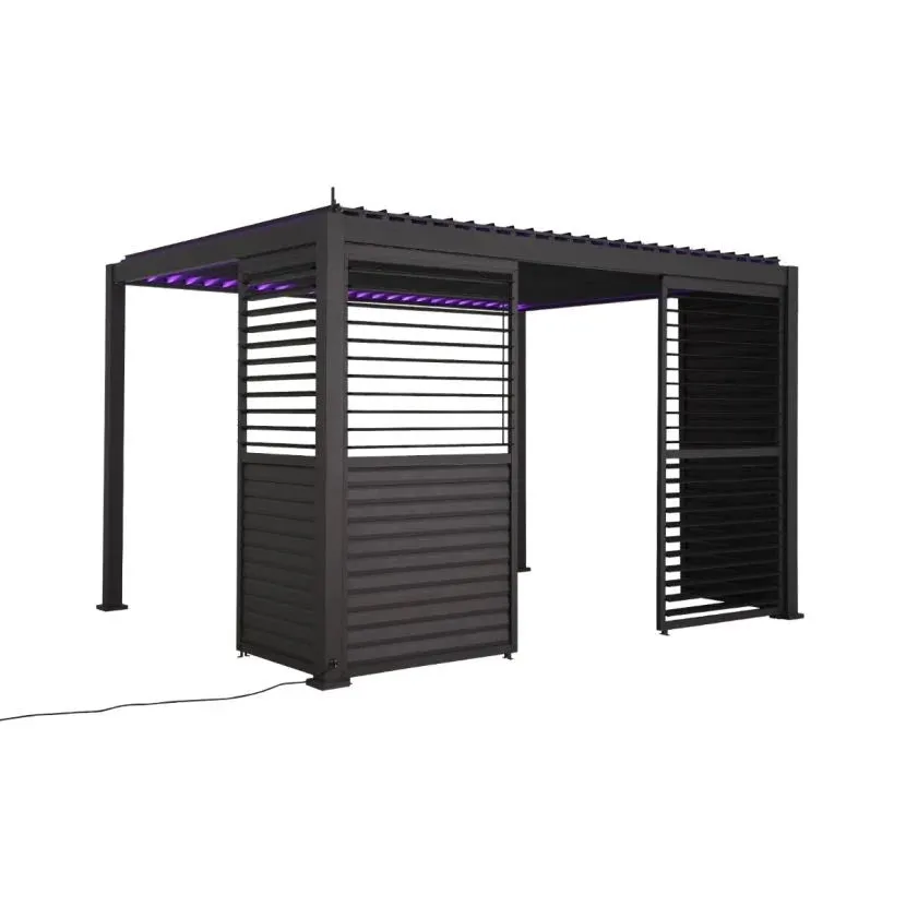1.33m Aluminium Side Wall With Adjustable Louvres for 4m Titan Pergola - Grey