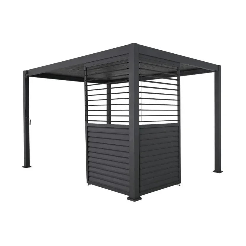 1.33m Aluminium Side Wall With Adjustable Louvres for 4m Titan Pergola - Grey