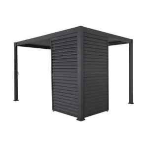 1.33m Aluminium Side Wall With Adjustable Louvres for 4m Titan Pergola - Grey