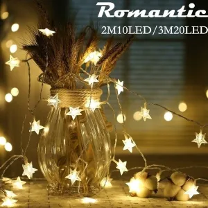 2M 10LED/3M 20LED Star Shaped Theme LED String Fairy Lights Christmas Holiday Wedding Garden Decoration
