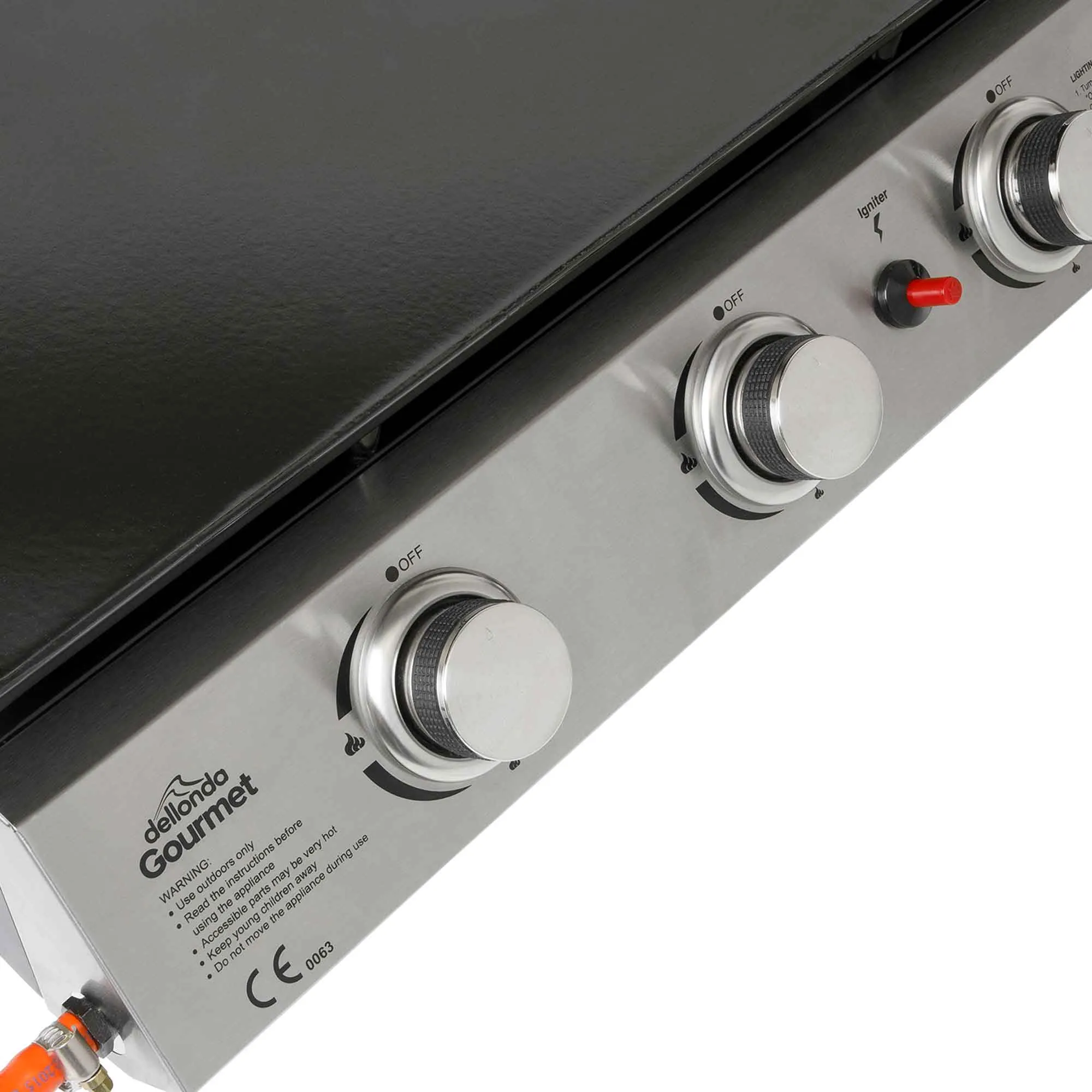 3 Burner Portable Gas Plancha 7.5kW BBQ Griddle, Stainless Steel - DG22