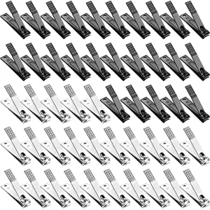 50 Pieces Nail Clipper Set Fingernails and Toenail Clipper Stainless Steel Nail Cutter for Women Men Thick Nails, Black and Silver