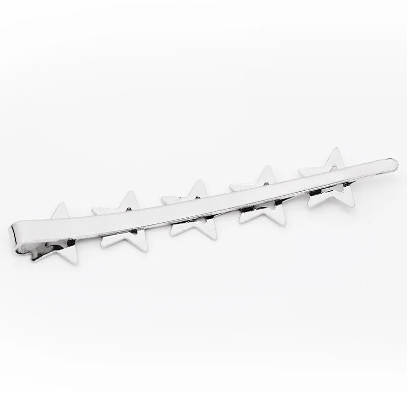 66 * 8mm Geometry sharp word folder hairpin base,five-pointed star,Imitation Rhodium Bobby Pin Base,Metal,20pcs/lot