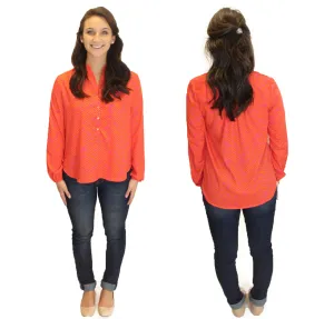 Amelia Long Sleeve Blouse - Orange Print