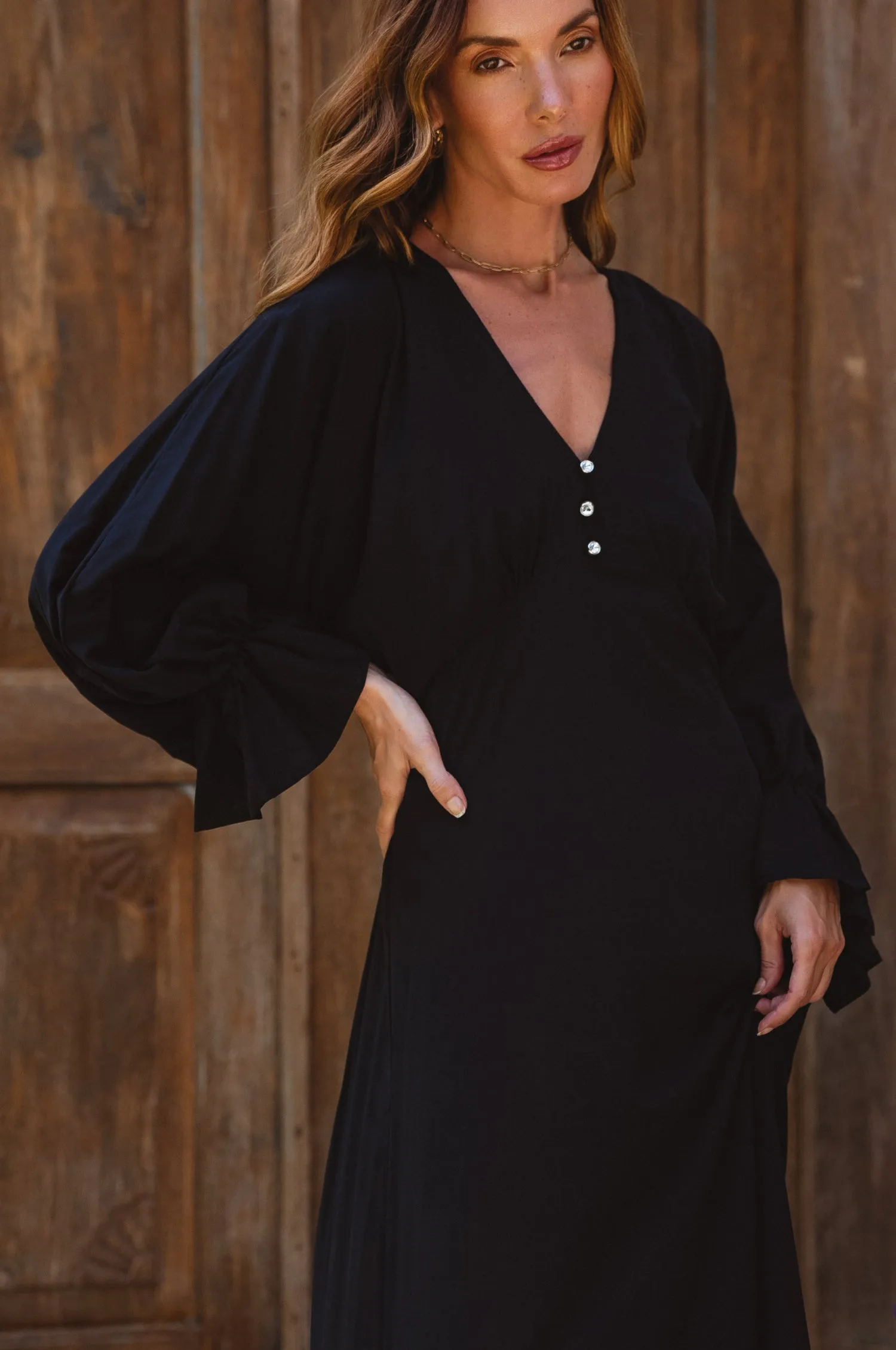 Ava Long Sleeve Ruffle Maxi Dress (Sale)