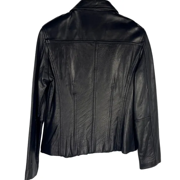 AVANTI BLACK CLASSIC LEATHER ZIP FRONT COLLARED JACKET
