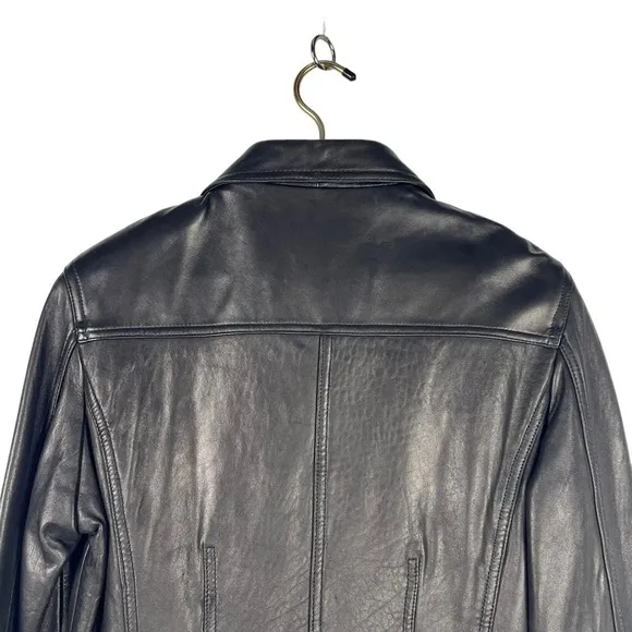 AVANTI BLACK CLASSIC LEATHER ZIP FRONT COLLARED JACKET