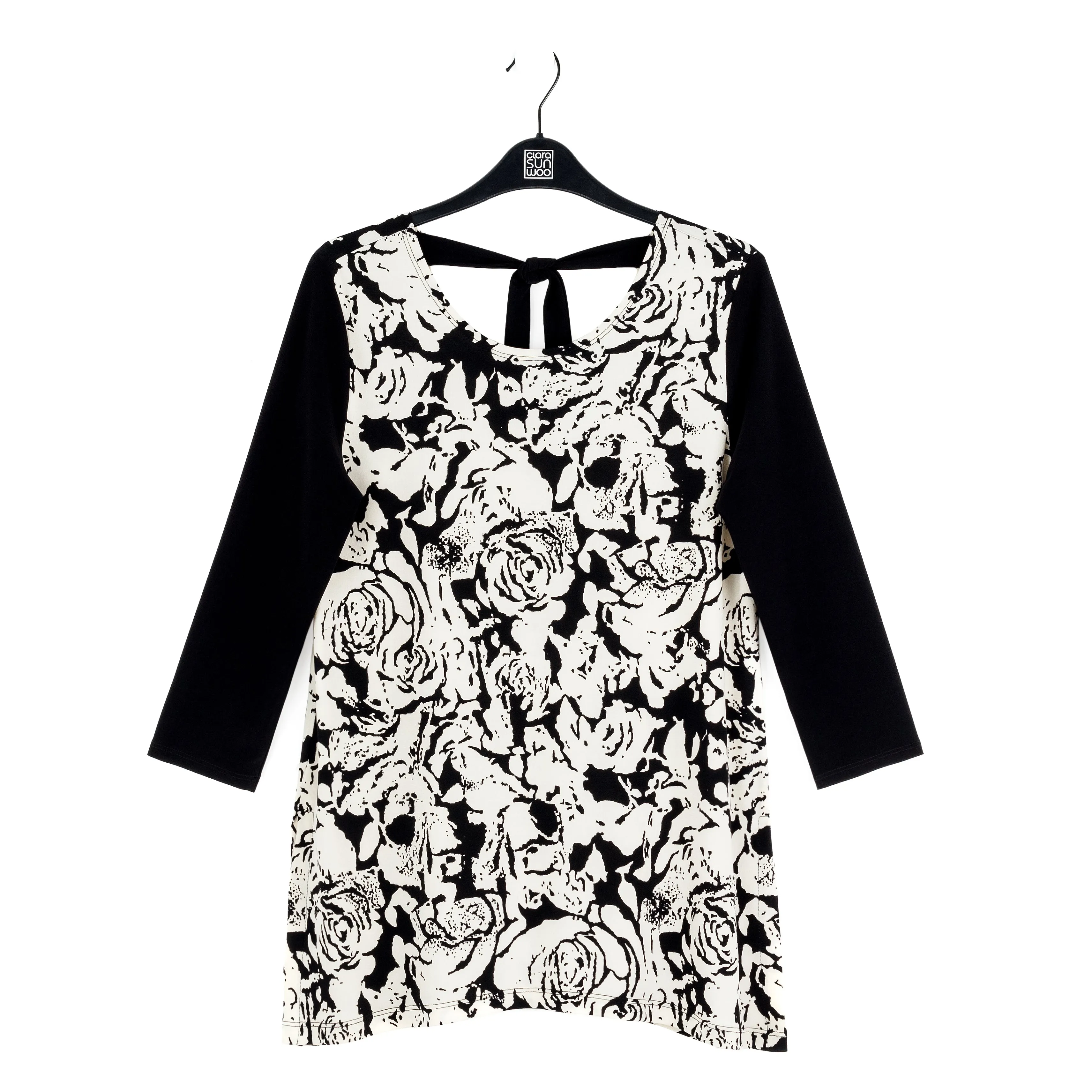Back Tie Side Vent Tunic - Abstract Rose