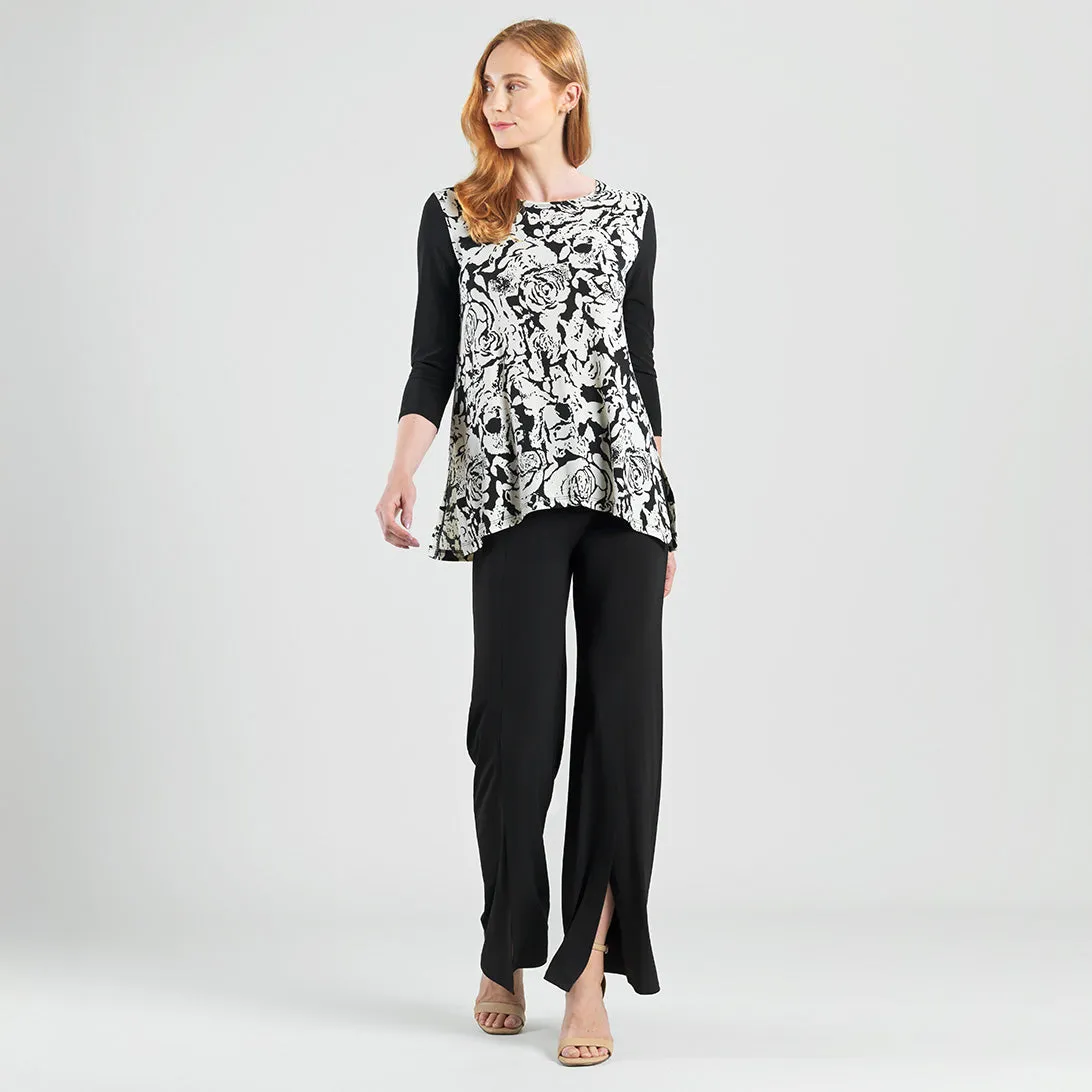 Back Tie Side Vent Tunic - Abstract Rose