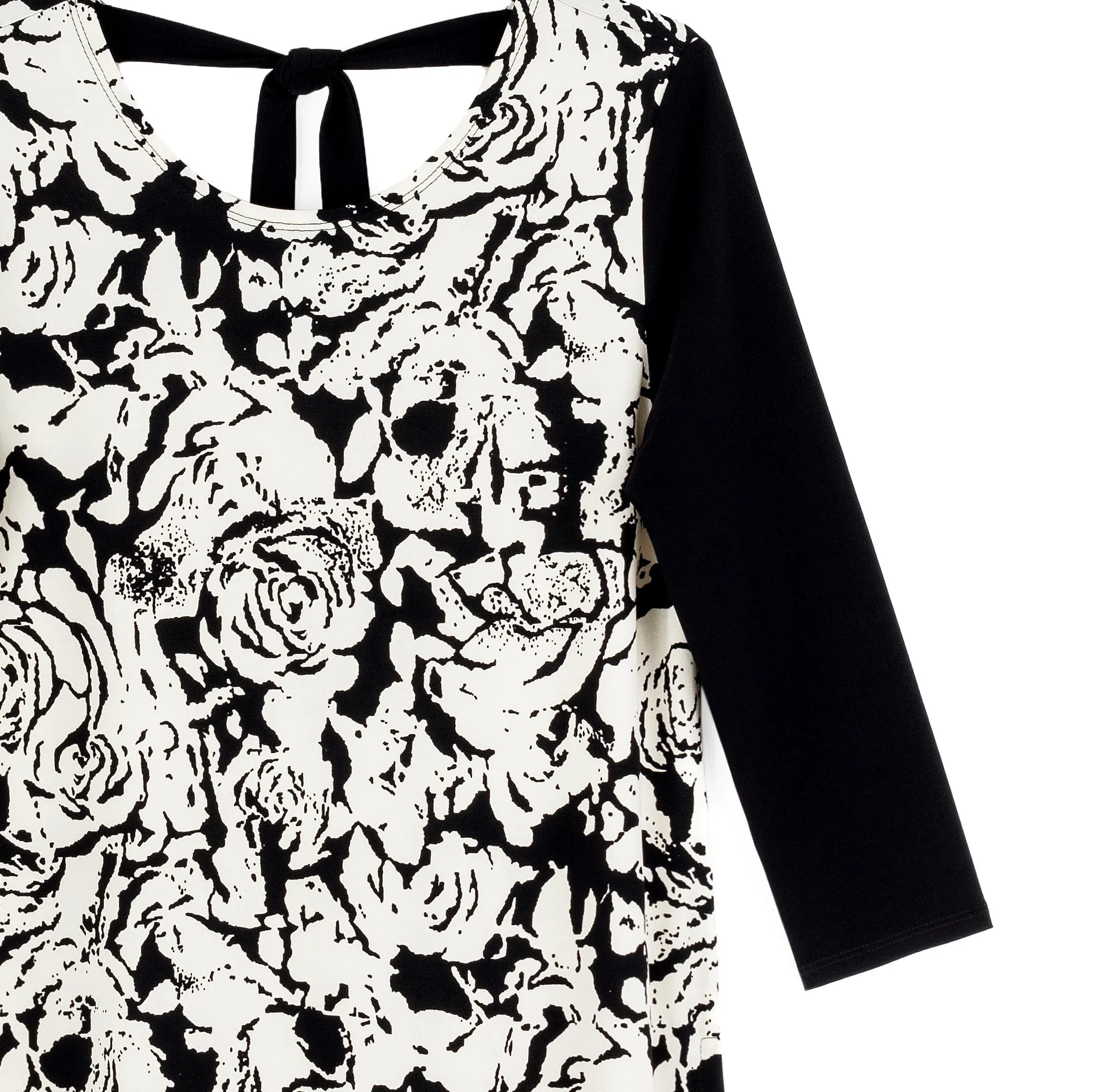 Back Tie Side Vent Tunic - Abstract Rose