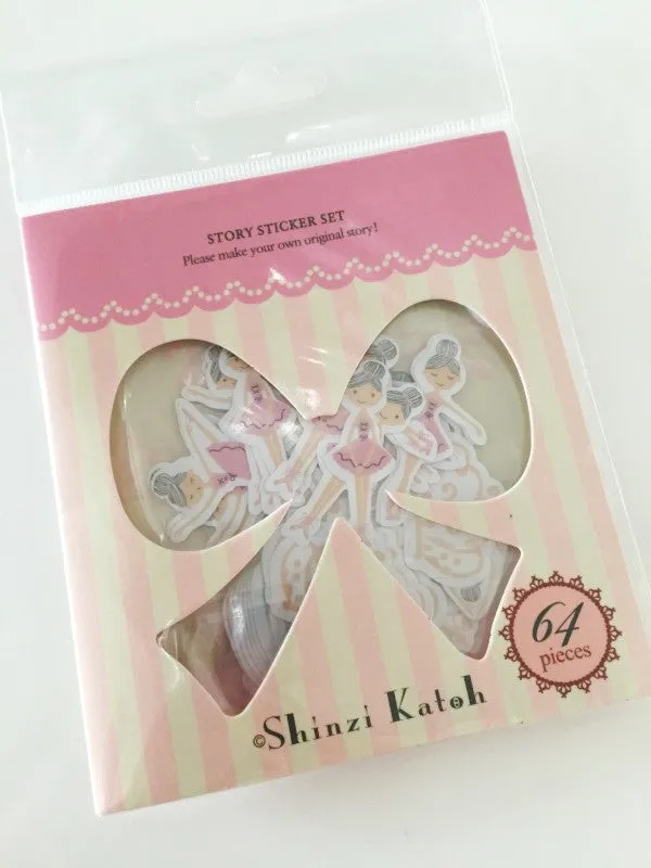 Ballerina Dancer Sticker Flake Seals Set 64 pieces by Shinzi Katoh SS928