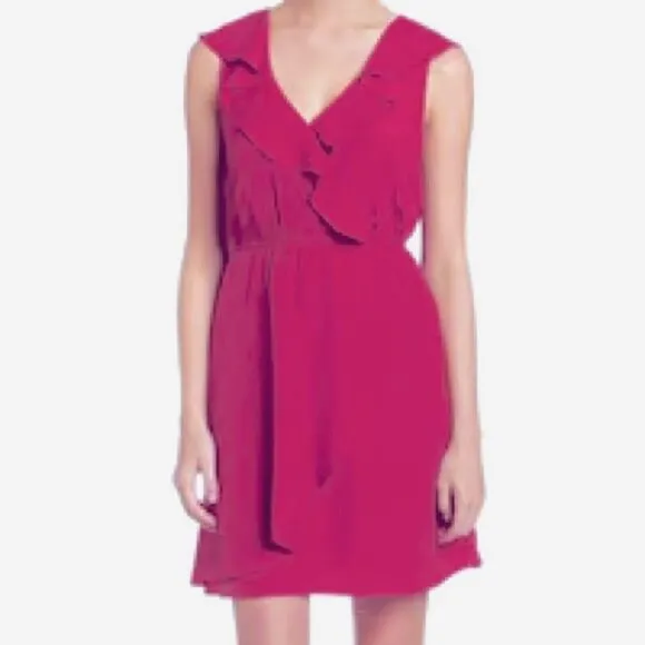 BCBGeneration | NWT $219 Ruffle Surplice Wrap Dress Party Cocktail Magenta - M