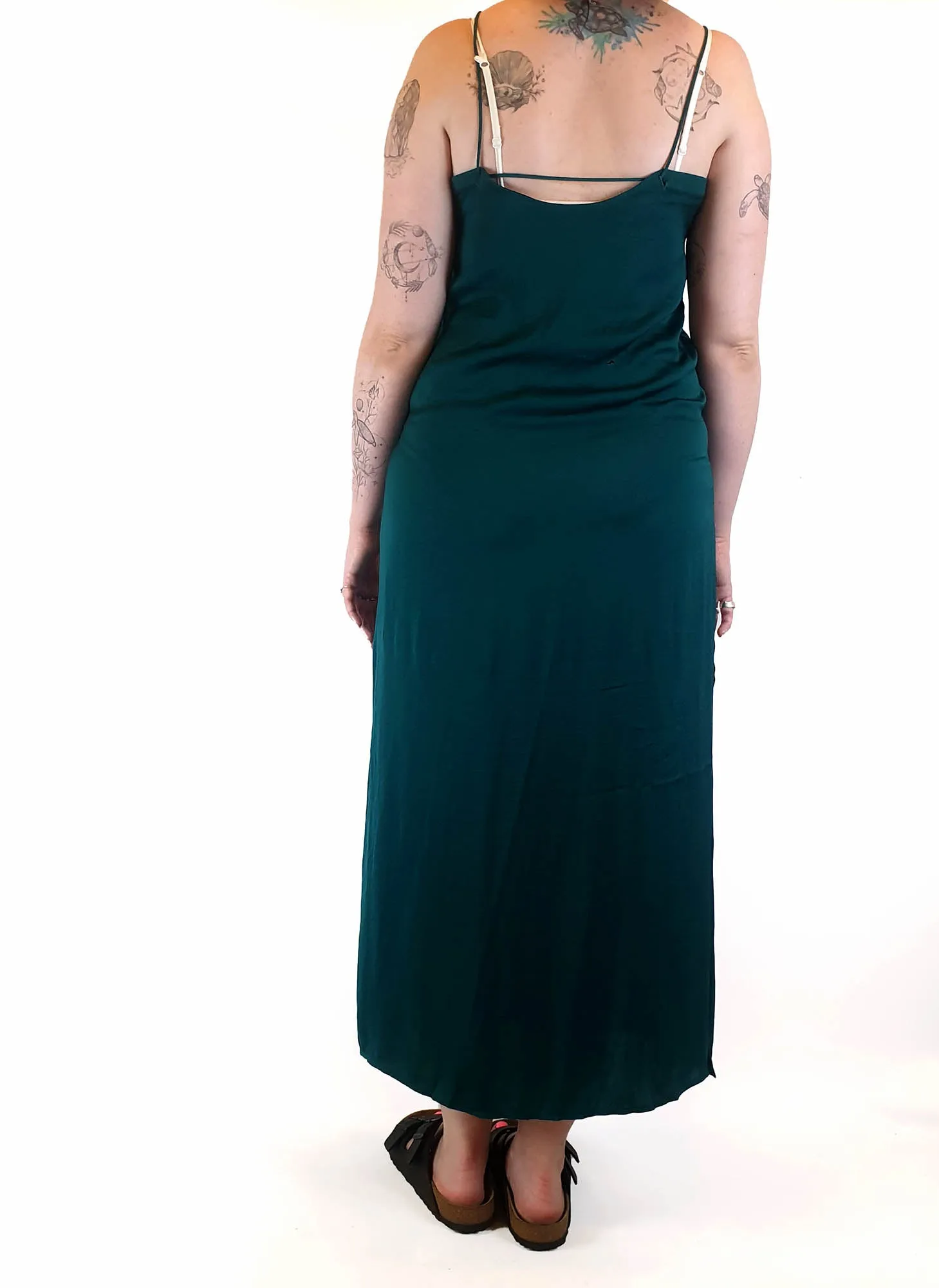 Belle and Bloom green silky strappy dress size M