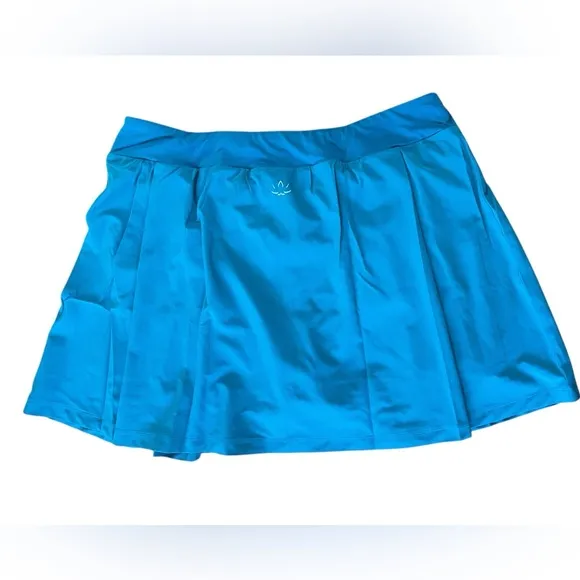 Beyond Yoga Woven Stretch Skirt Skort Size XL Turquoise Modest Pleated Pockets