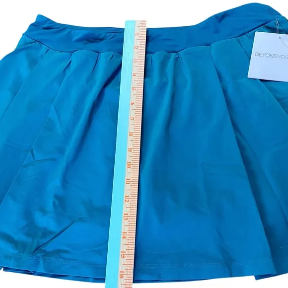 Beyond Yoga Woven Stretch Skirt Skort Size XL Turquoise Modest Pleated Pockets