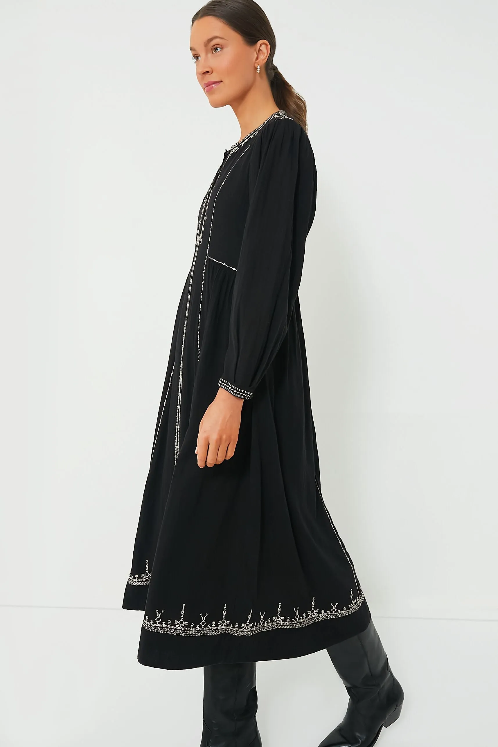 Black Embroidered Pippa Dress