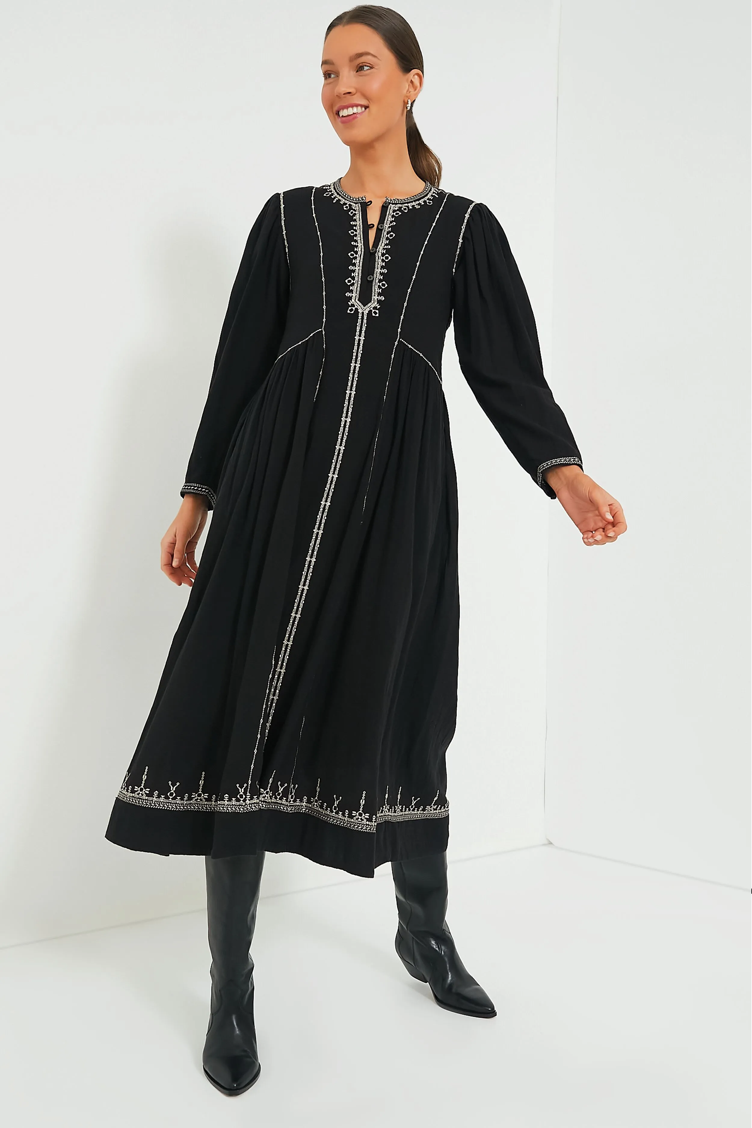 Black Embroidered Pippa Dress