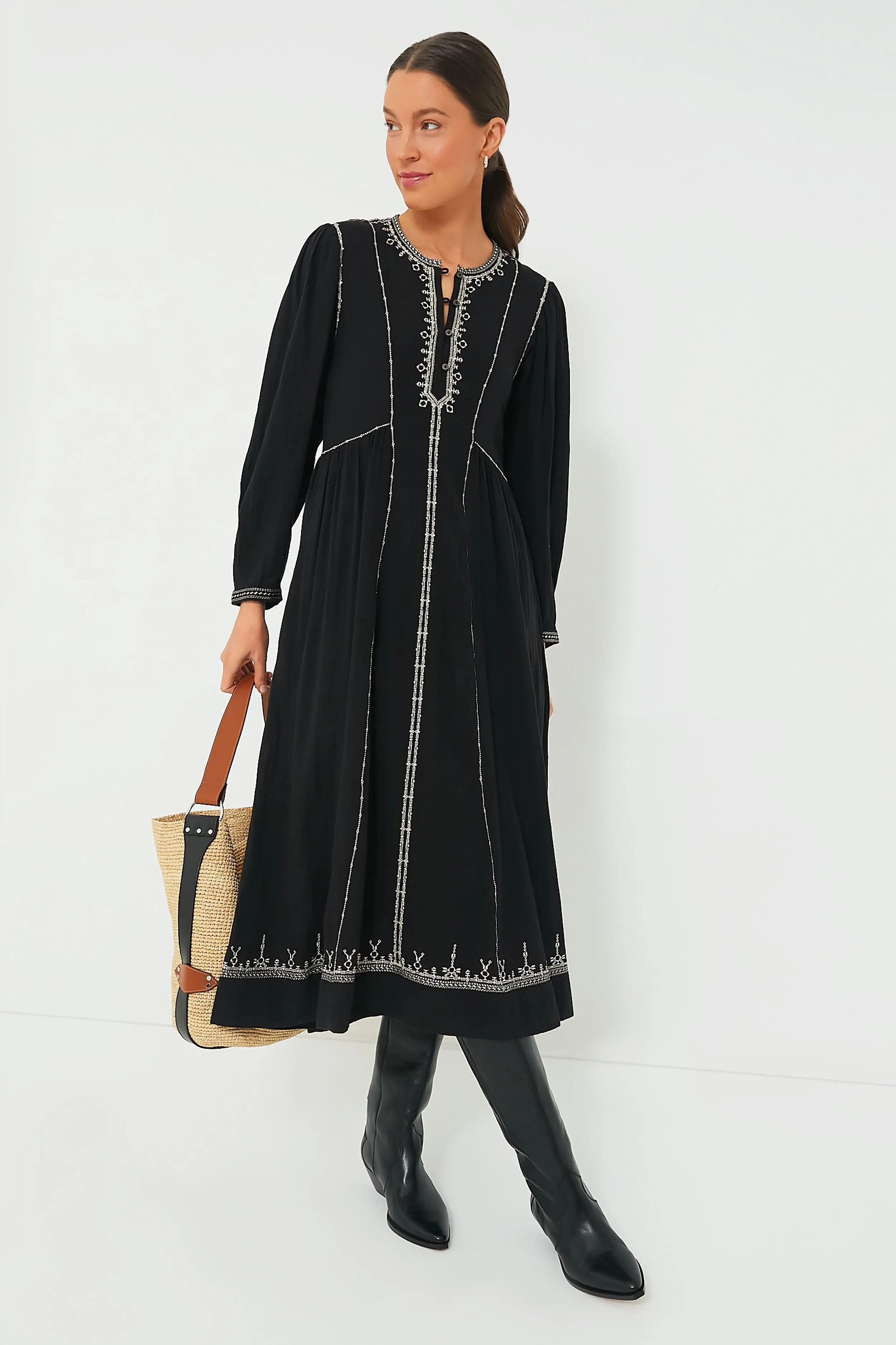 Black Embroidered Pippa Dress