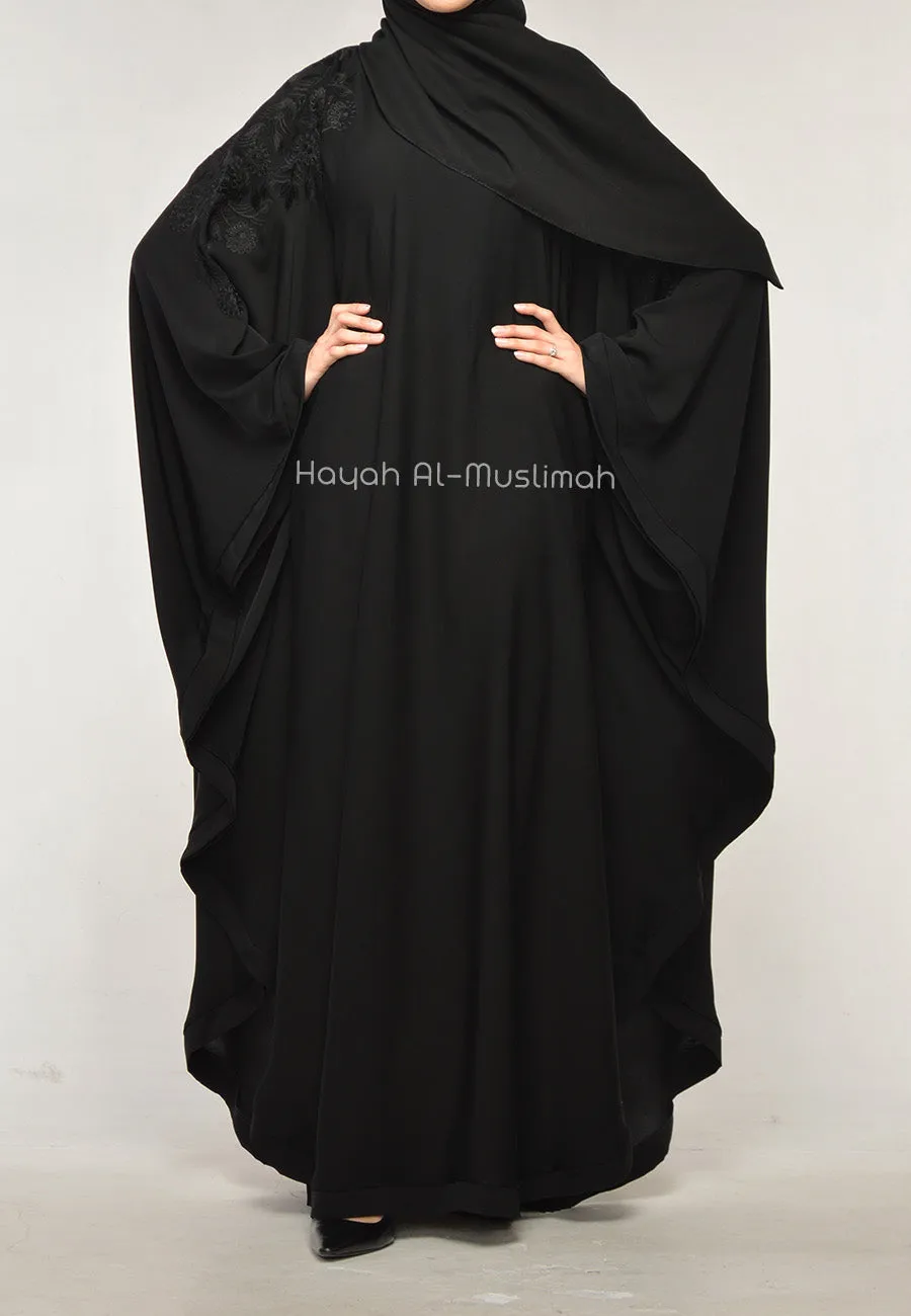 Black On Black Embroidered Batwing Farasha (Premium)