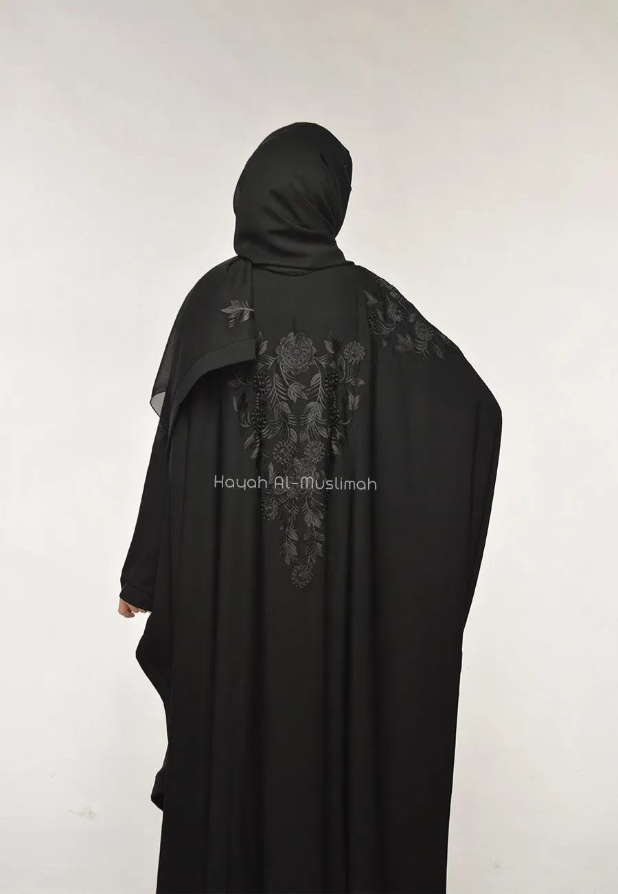 Black On Black Embroidered Batwing Farasha (Premium)