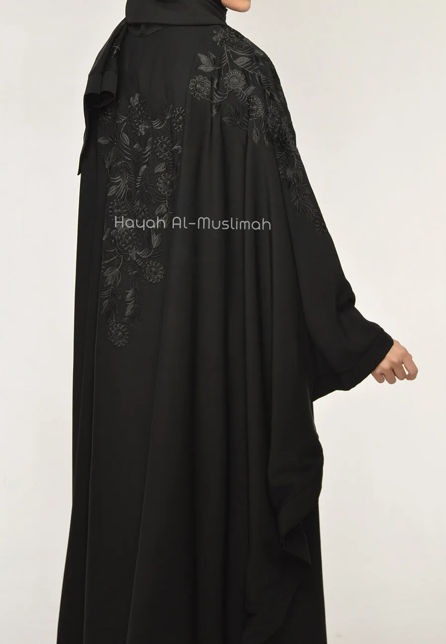 Black On Black Embroidered Batwing Farasha (Premium)