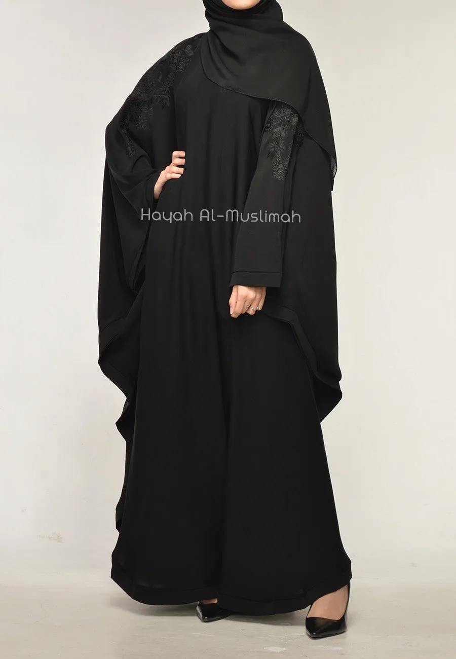Black On Black Embroidered Batwing Farasha (Premium)