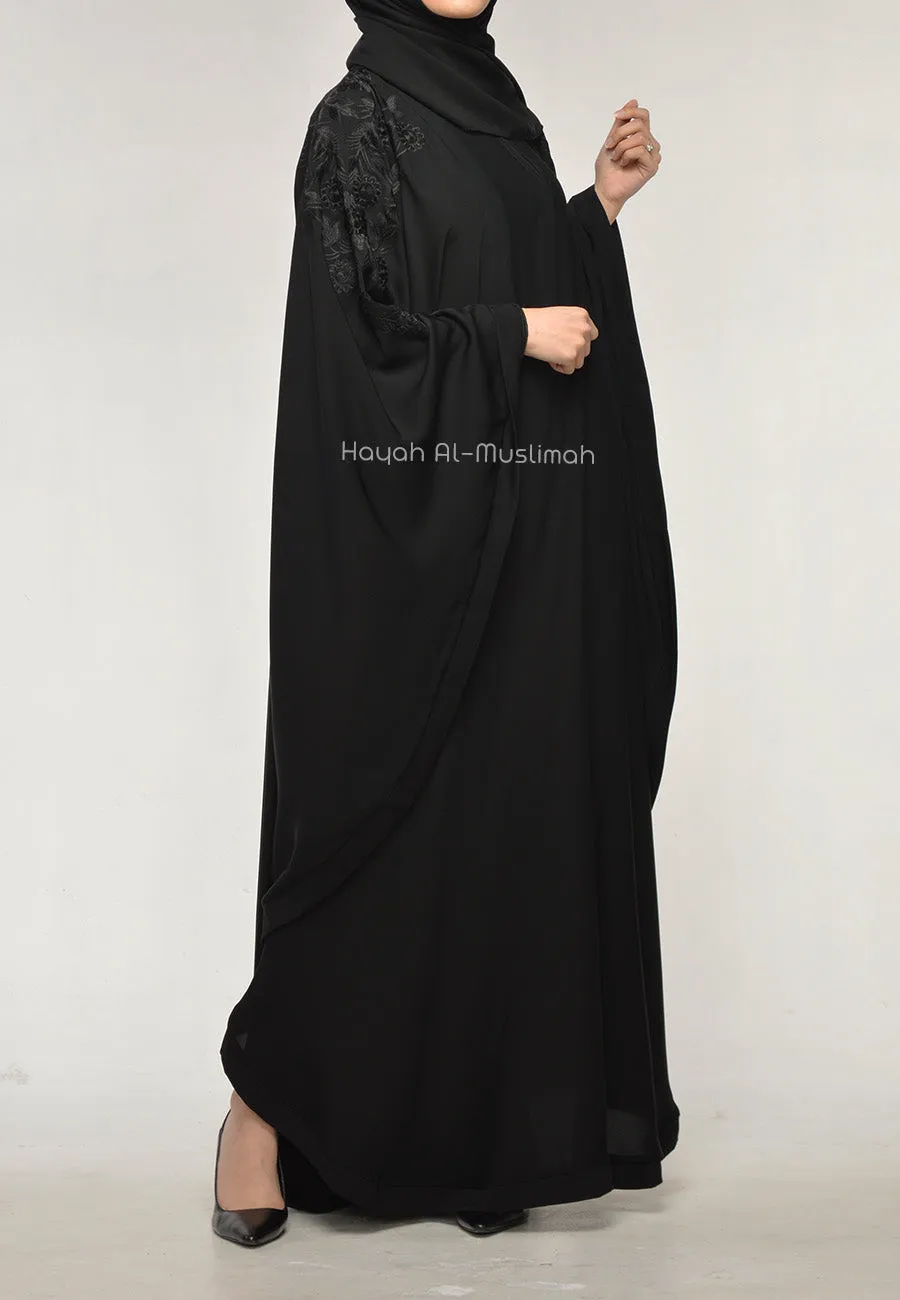 Black On Black Embroidered Batwing Farasha (Premium)