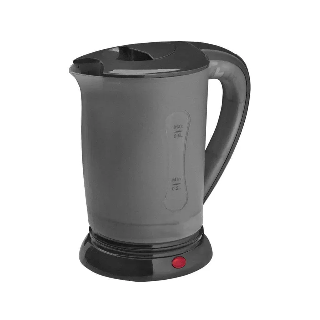 Black Travel Kettle 600 Watt 0.5 Litre With 2 Cups Dual Voltage 110V / 240V