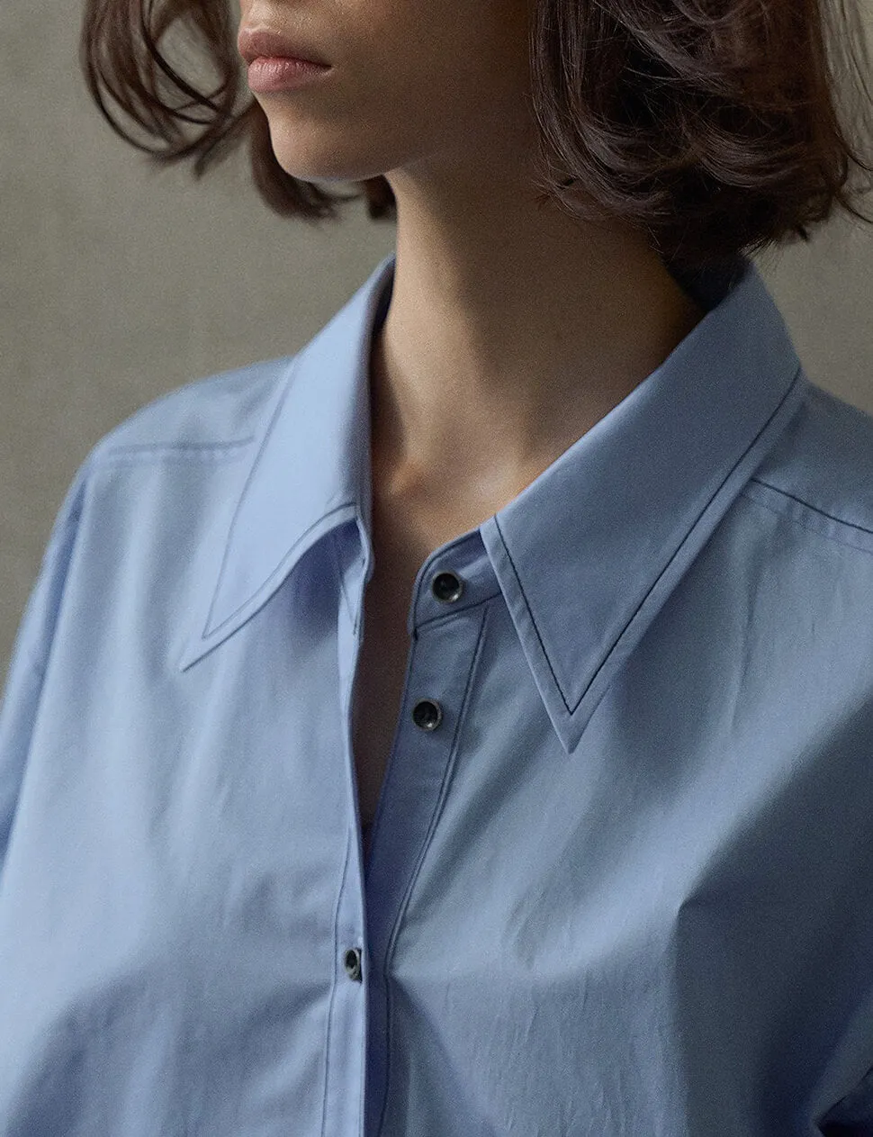 Blue Contrast Stitch Shirt-PREORDER