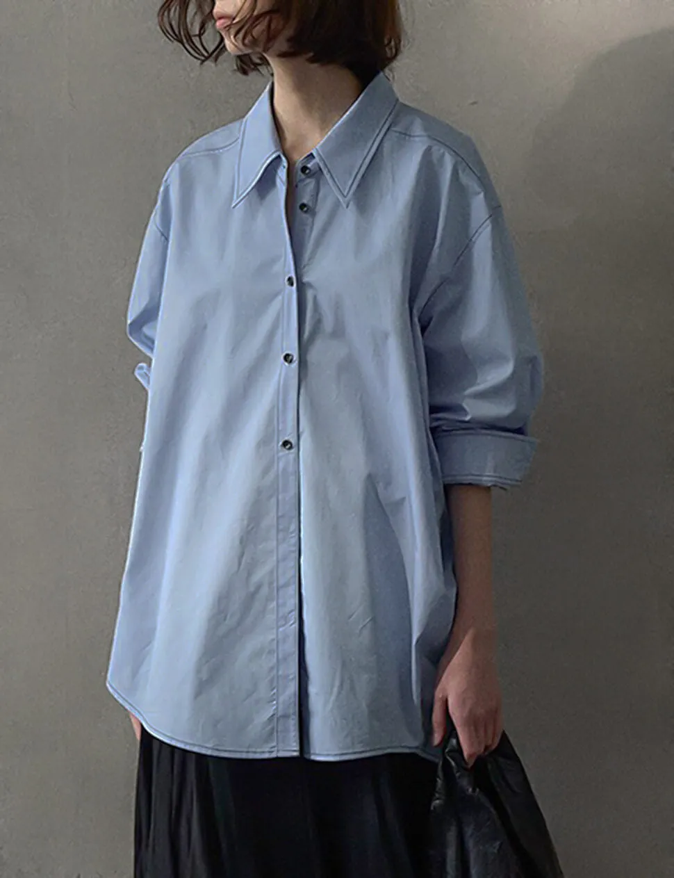 Blue Contrast Stitch Shirt-PREORDER
