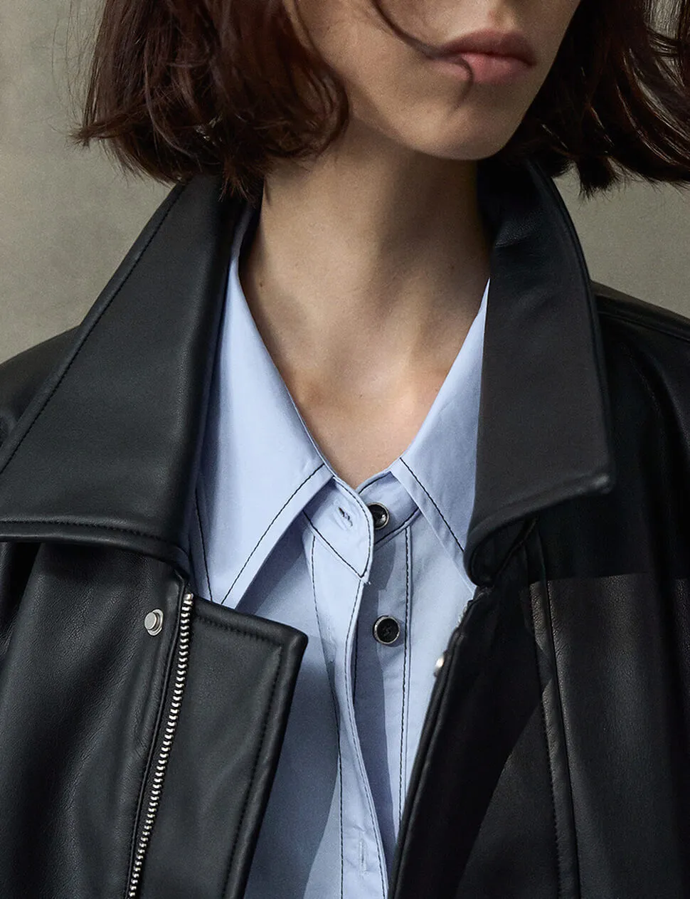 Blue Contrast Stitch Shirt-PREORDER