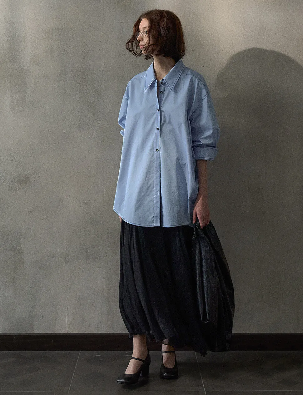 Blue Contrast Stitch Shirt-PREORDER