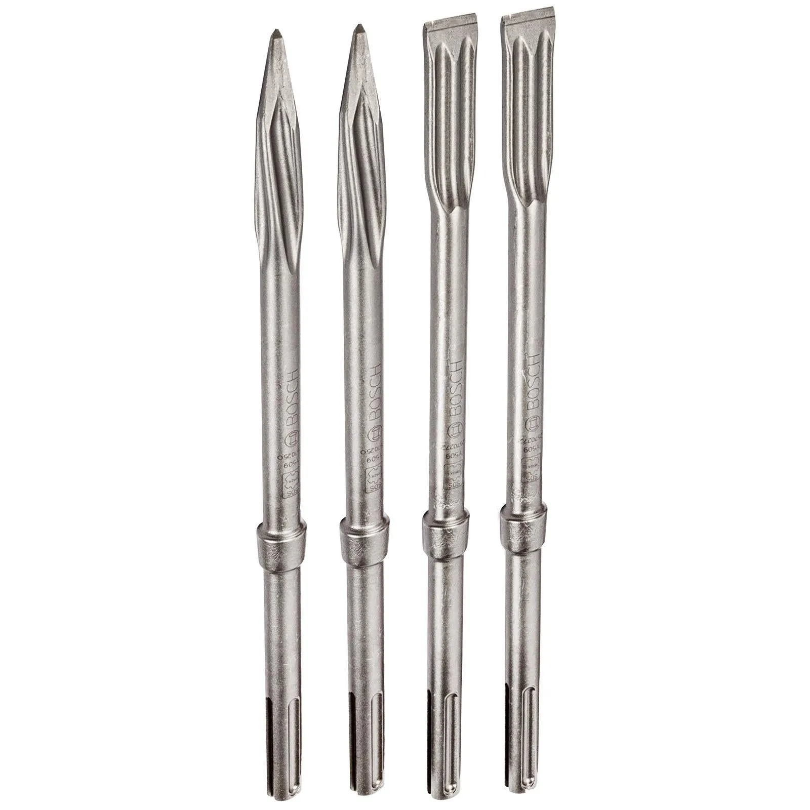 Bosch SDS Max Chisel Set 4 Pieces 400mm Long Pointed 25mm Flat