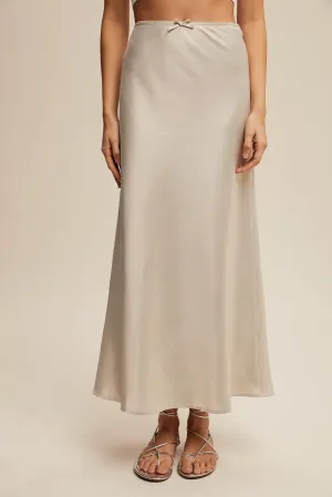 Bow Detail Maxi Skirt in Dove
