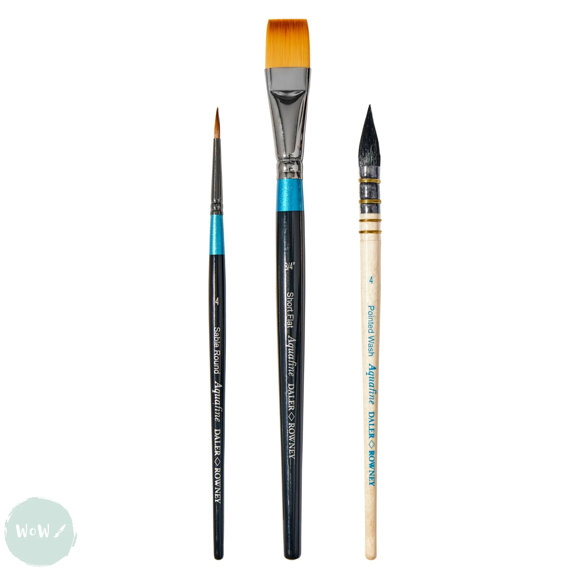 BRUSH SET - Daler Rowney - AQUAFINE 300 - Round 4, 3/4" Short Flat & Quill Mop 4