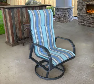 Cabo Sling High Back Dining Swivel Rocker in Sail Away Aqua