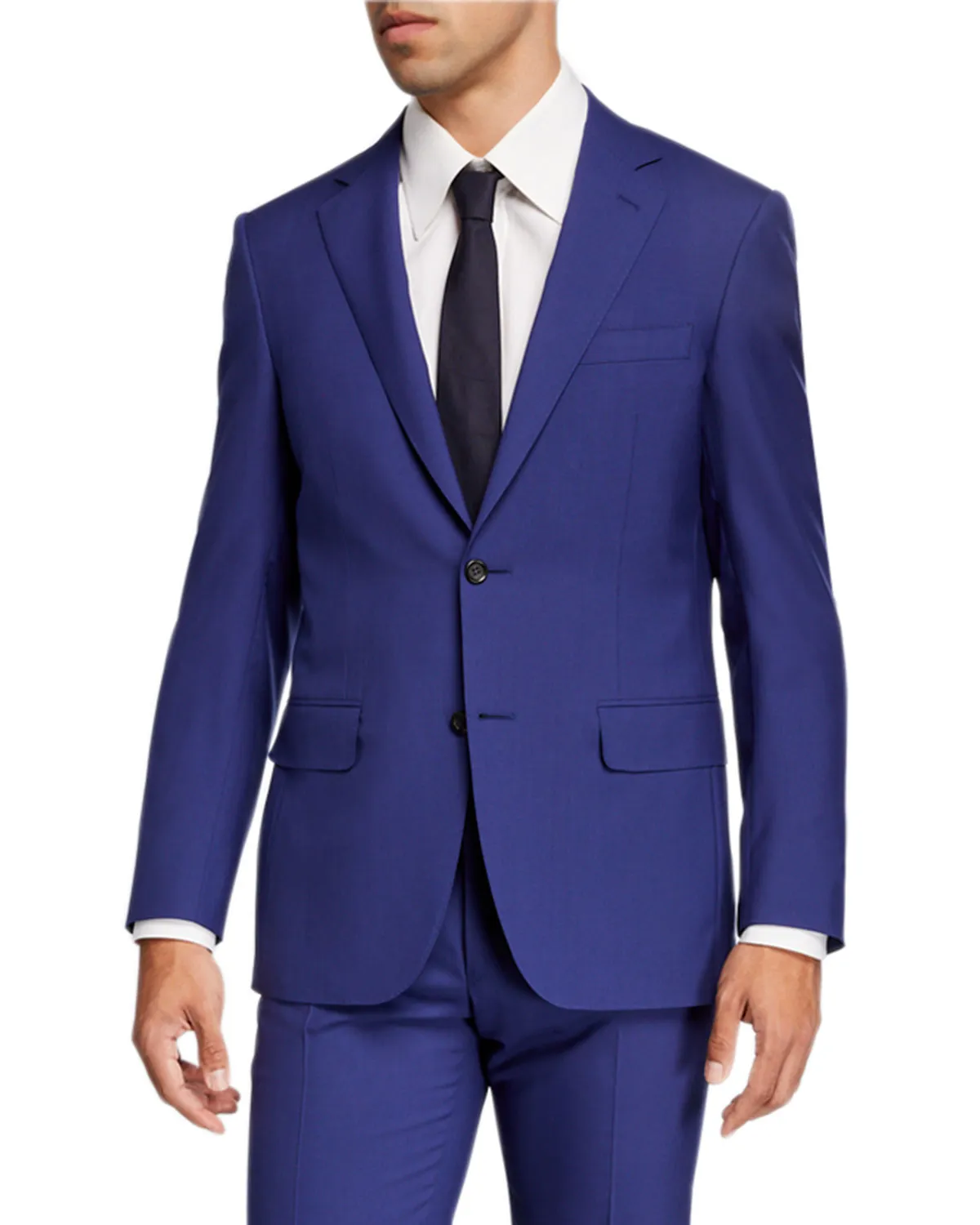CANALI - "TRAVEL / Natural Comfort" Cobalt Blue Notch Lapel Suit - 46R