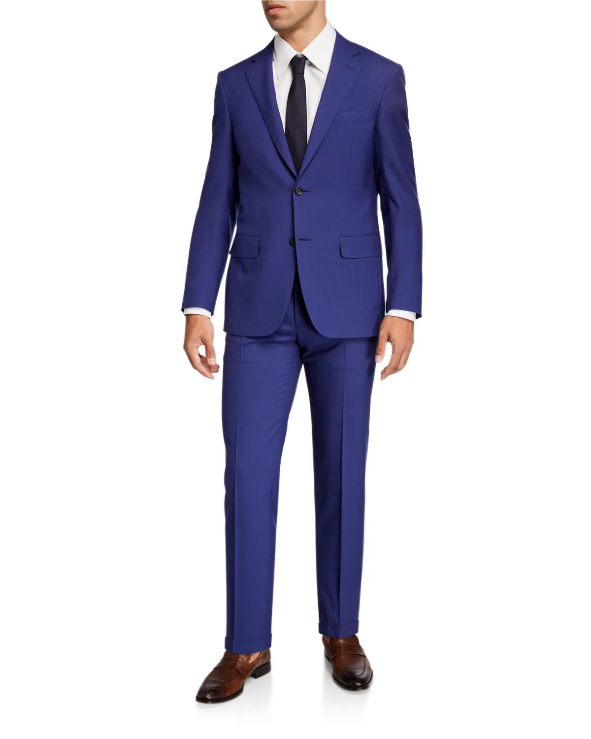 CANALI - "TRAVEL / Natural Comfort" Cobalt Blue Notch Lapel Suit - 46R