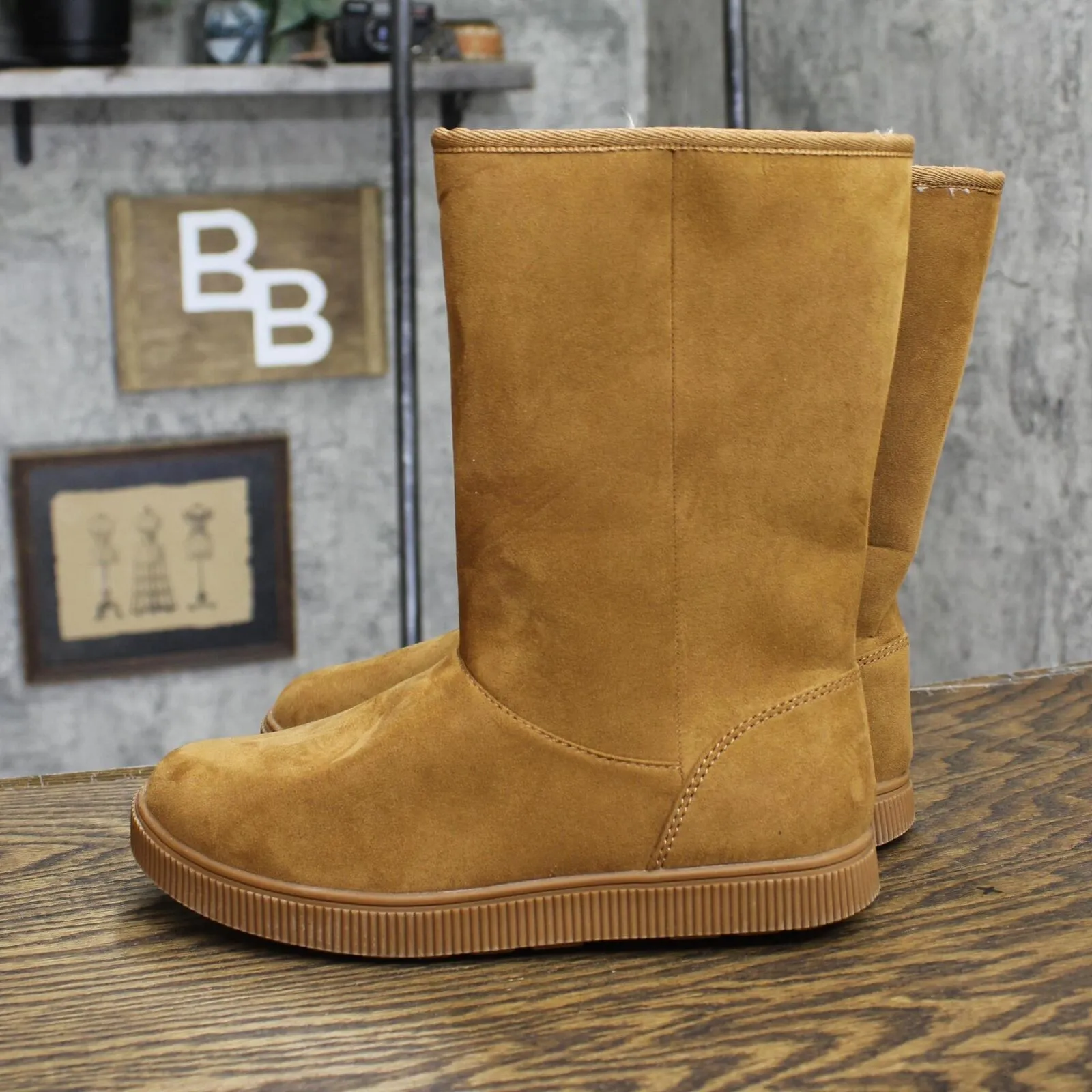 Cat & Jack Girls Youth Natalia Shearling Style Boots 88435465 Cognac Brown 4
