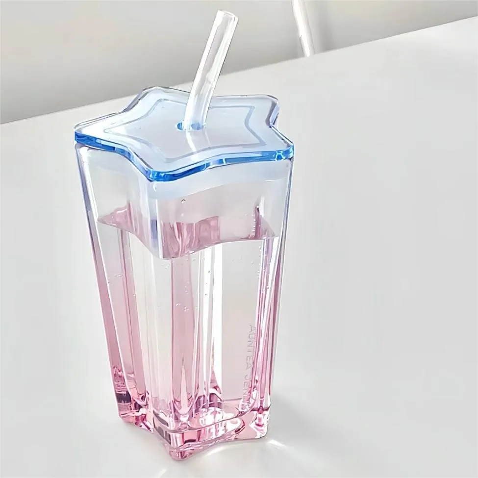 Chic Pink Blue Gradient Lucky Star Crystal Cup