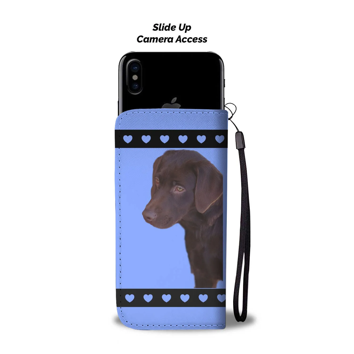 Chocolate Lab Phone Case Wallet - Blue