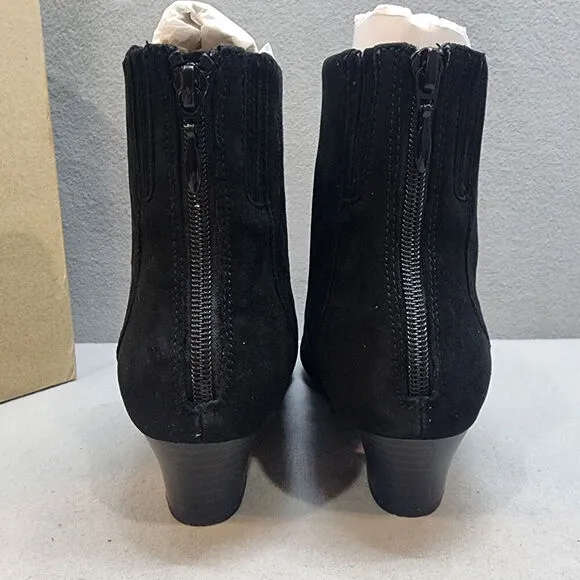 Clarks Teresa Boot Women's Black Leather Ankle Back Zip Size 7 - NIB