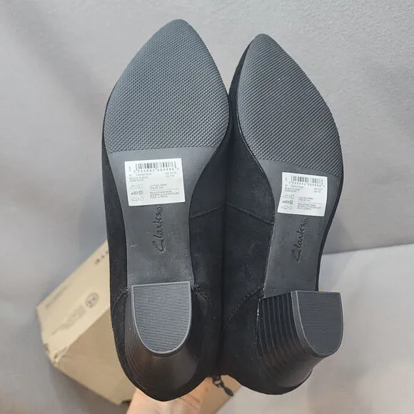 Clarks Teresa Boot Women's Black Leather Ankle Back Zip Size 7 - NIB