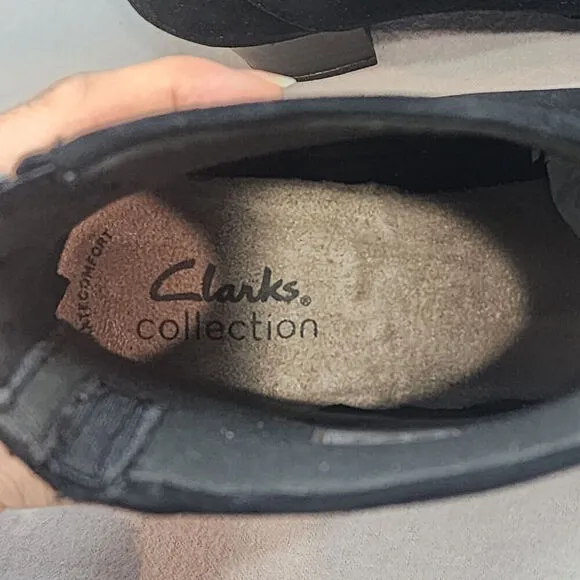 Clarks Teresa Boot Women's Black Leather Ankle Back Zip Size 7 - NIB