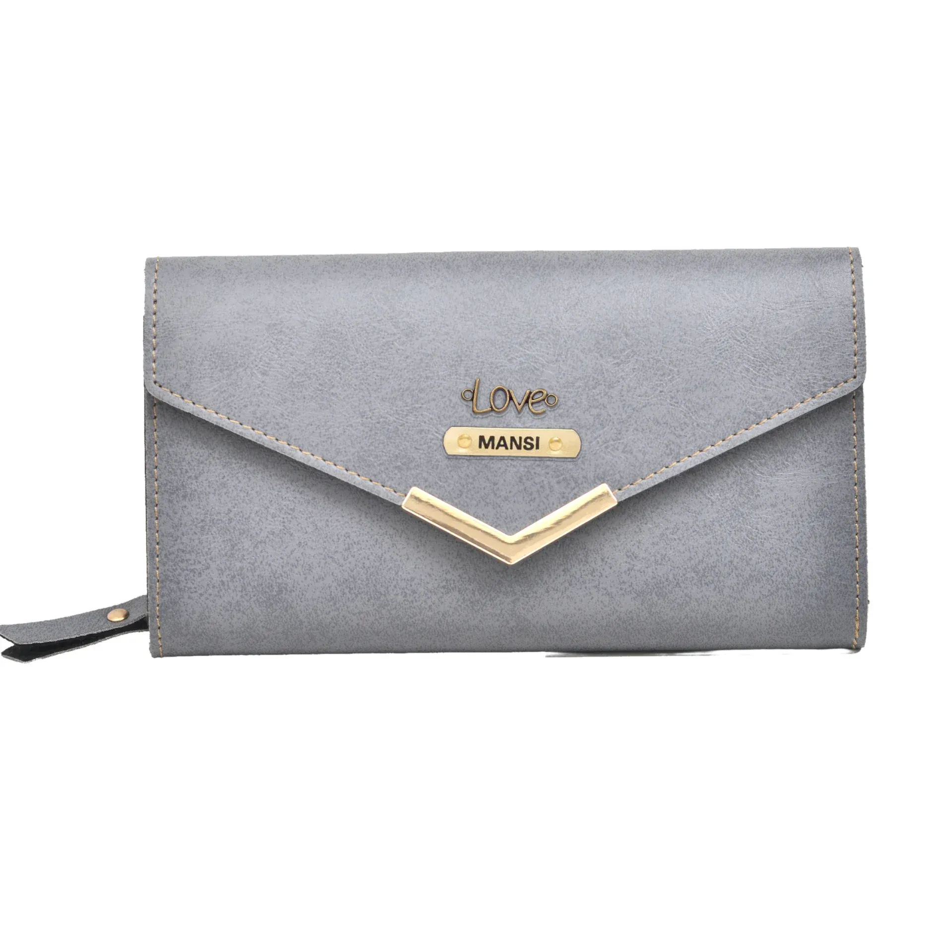 Classy Leather Customised Stylish Lady Wallet  (Grey)