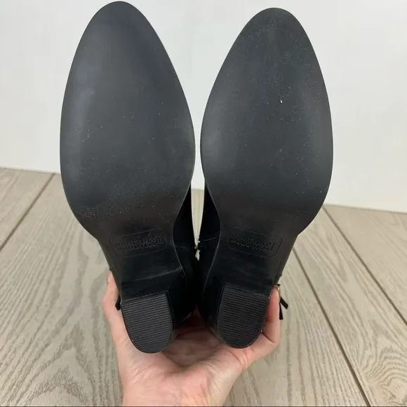 Code West Hugs N Kisses Fringe Western Boots 9M Black Faux Leather $110