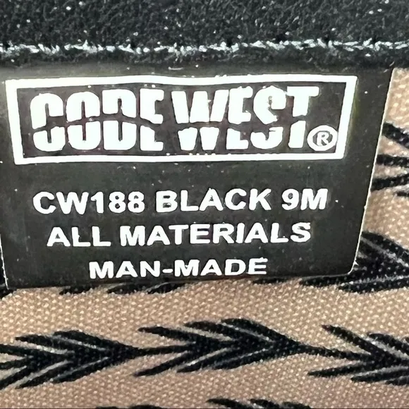 Code West Hugs N Kisses Fringe Western Boots 9M Black Faux Leather $110