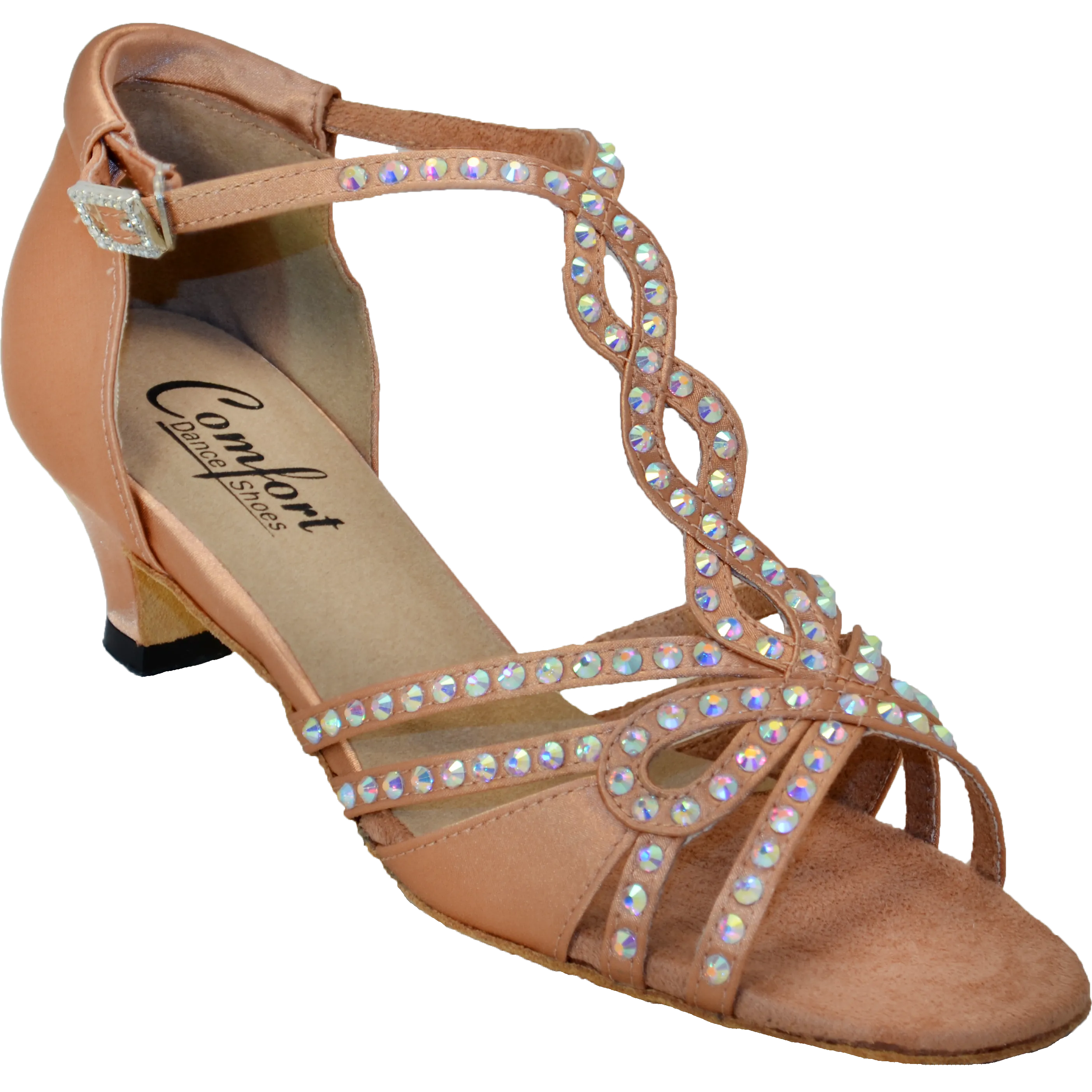 Comfort Heel - Butterfly - Medium Tan Satin