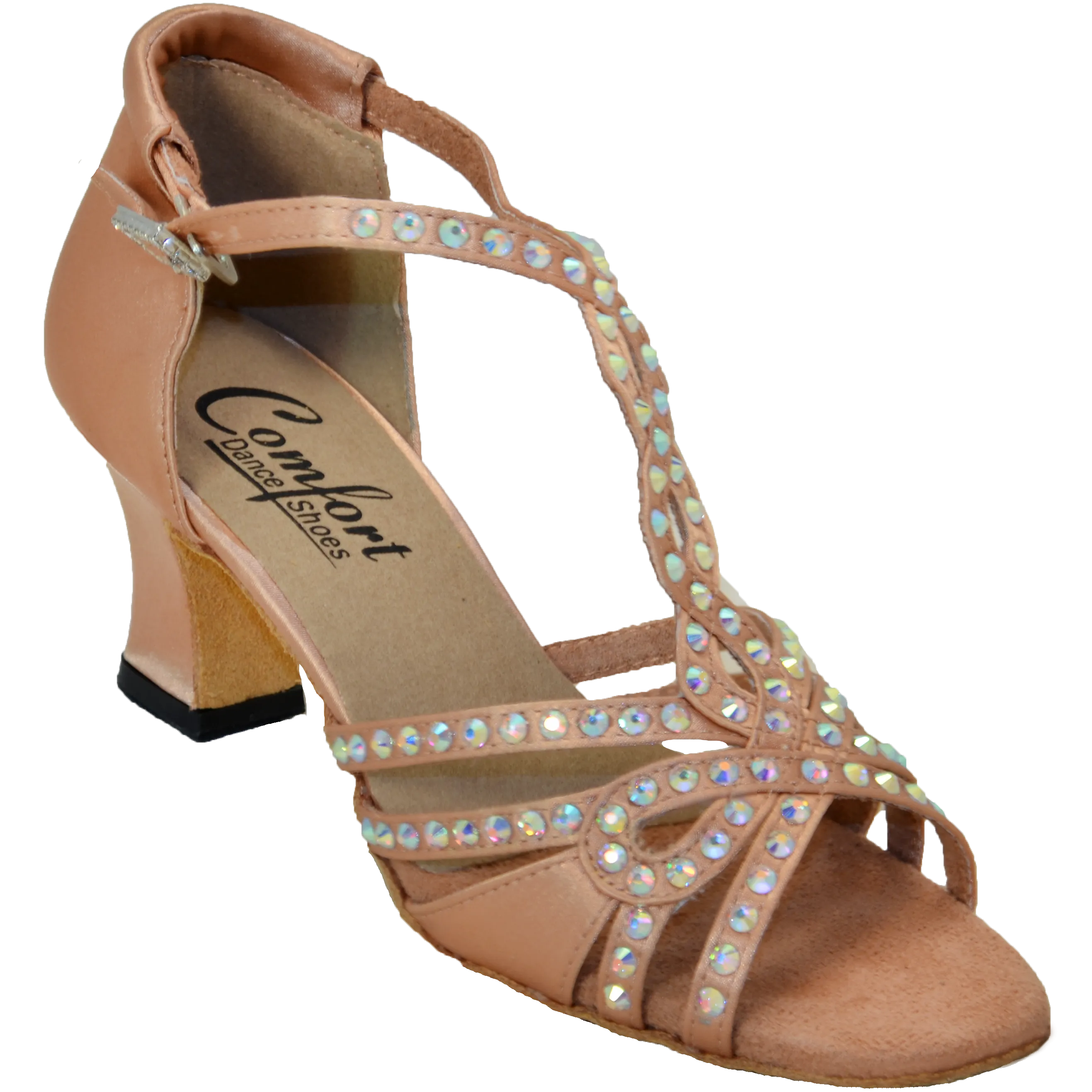 Comfort Heel - Butterfly - Medium Tan Satin